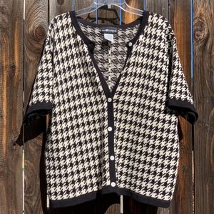 Houndstooth Quarter Sleeve Cardigan